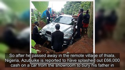 பிஎம்டபிள்யூ காரை சவப்பெட்டியாக்கி அடக்கம் செய்த மகன்!-வீடியோ