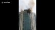 Debris flies as major fire breaks out at Beaumonde Towers in Mumbai