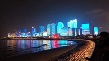 Live: Light show from Qingdao!Were you ever impressed by the nighttime lights and glitz of Las Vegas? Now Qingdao, a coastal city in east China's Shandong Pro