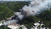 İstanbul'u Dumana Boğan Fabrika Yangını Havadan Görüntülendi