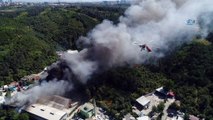 İstanbul'u dumana boğan fabrika yangını havadan görüntülendi