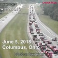 A car reversed and drove backwards off an Ohio highway on Tuesday.The vehicle reversed onto an entrance ramp and into a parking lot near Columbus.Video prov
