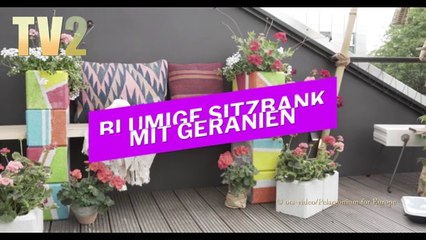 Upcycling:  Blumige Sitzcouch aus Porenbeton mit Geranien