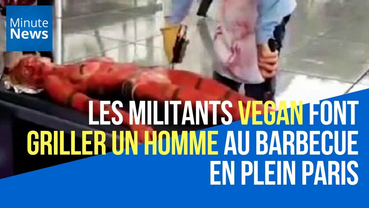 Des militants Vegan font rôtir un homme sur un barbecue géant pour une raison bien particulière