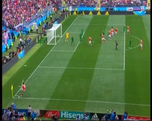 يوري غازينسكي يسجل الهدف الأول لروسيا في الشباك السعودية