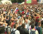 Fans in Moscow celebrate scoring opening goal of tournament