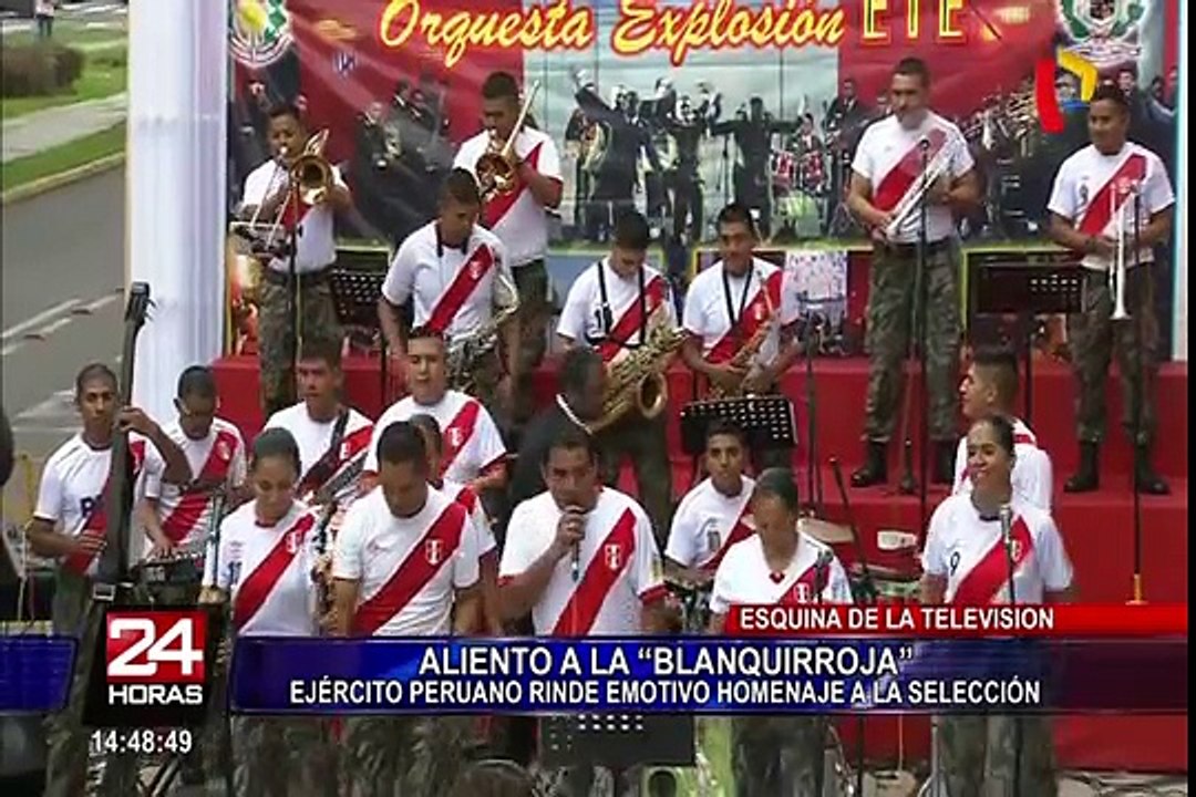 Esquina de la Televisión: orquesta del Ejército Peruano "Explosión ETE" le canta a la Bicolor