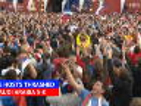 Fans celebrate impressive 5-0 win for Russia as tournament begins