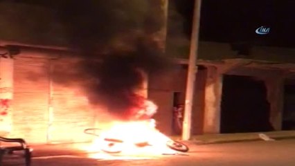 Kaynak Yapılan Motosiklet Alev Aldı... O Anlar Kamerada