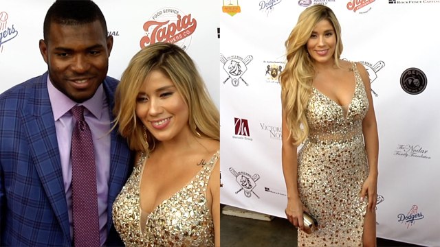 Yasiel Puig and Andrea de la Torre 2018 Puig Poker Tournament Red Carpet