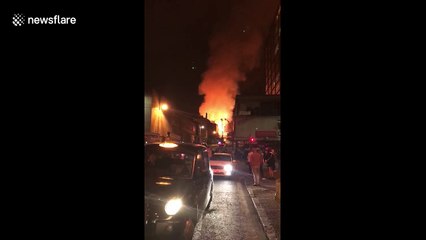 Flames fill the sky during Glasgow School of Art fire