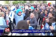 Hinchas uruguayos celebran victoria ante Egipto