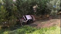 Otomobil Şarampole Uçtu, Ağaçlar Olası Faciayı Önledi