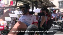 Cyclists set off from France to China on solar bikes