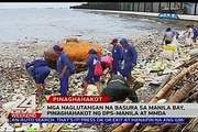 Mga naglutangan na basura sa Manila Bay, pinaghahakot ng DPS-Manila at MMDA