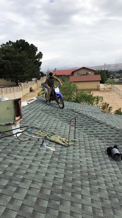 Motorcycle Jump into Pool