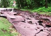 Roads Washed Out by Flash Flooding in Houghton