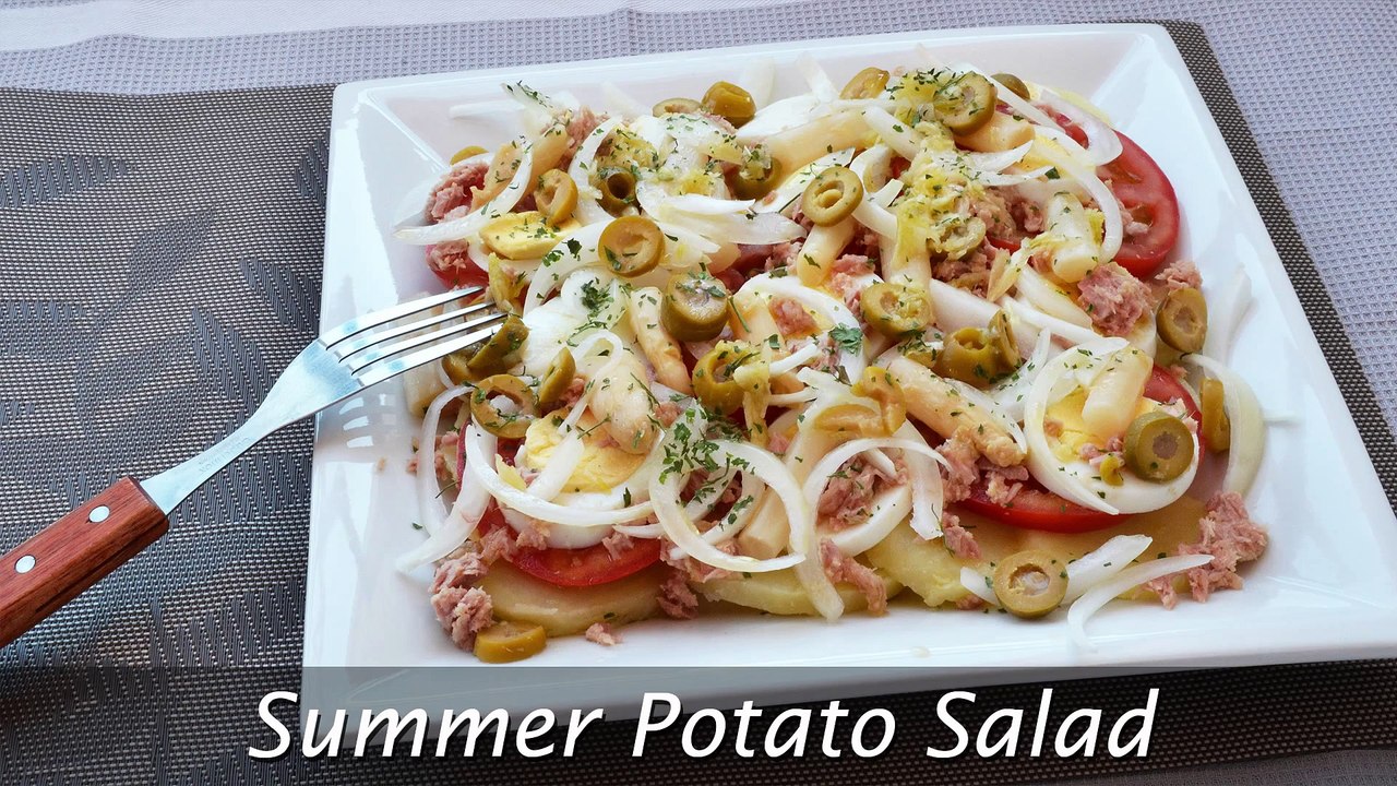 Summer Potato Salad - How to Make a Potato Salad with Tuna, Tomato, Onion, Asparagus & Egg