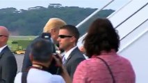 US President Donald J. Trump pumps his fist and waves as he boards Air Force One to depart Singapore after the #TrumpKimSummit.(Video: Reuters)
