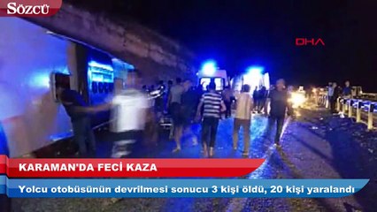 Karaman’da yolcu otobüsü devrildi