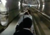 Kyoto Commuters Walk in Dark Tunnel After Quake Disrupts Train Services