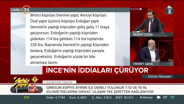 3. Köprü'den geçiş 1. sınıf araçlar için 13,05 TL