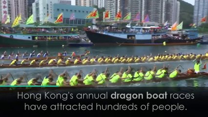 Annual dragon boat races in Hong Kong attract hundreds