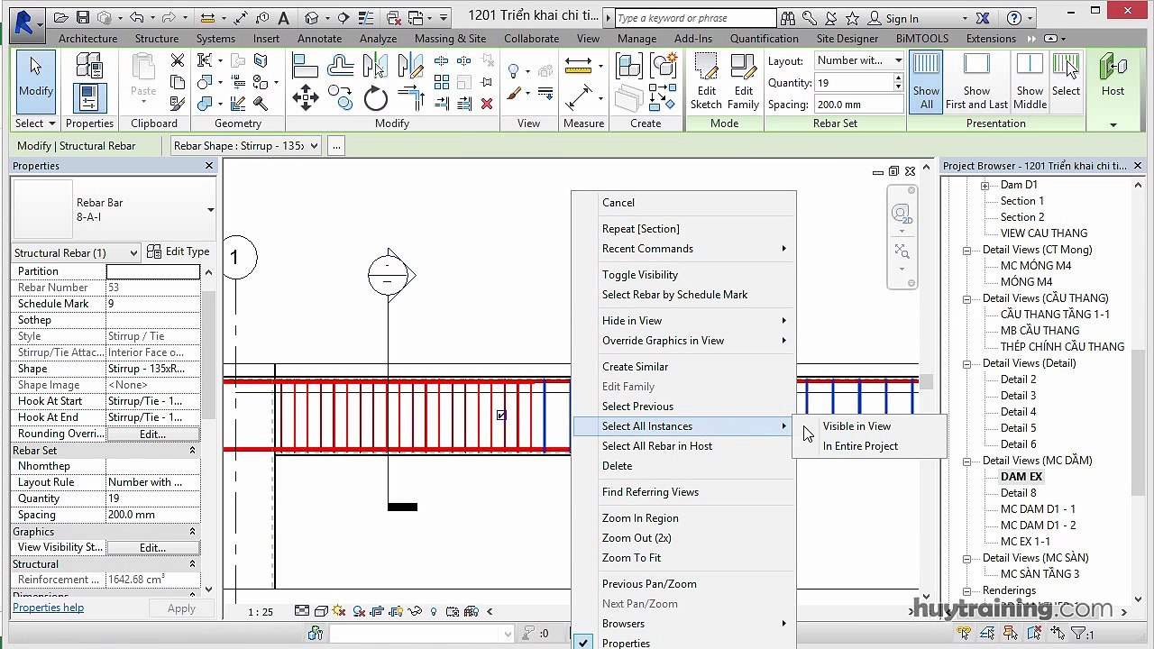 1209. _Triển khai chi tiết khi vẽ thép bằng Extension trong Revit  mp4