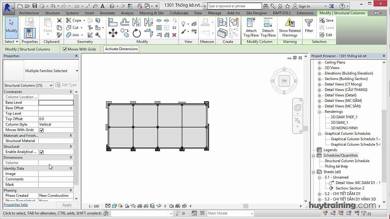 1302. _Thống kê cột và dầm trong Revit  mp4