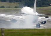 Exploding Debris Seen as Plane Makes an Emergency Landing in Birmingham