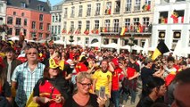 Ambiance sur la Grand-Place de Mons lors de Belgique-Panama