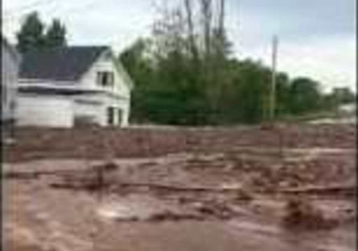 River of Floodwater Destroys Roads and Property in Ripley, Michigan