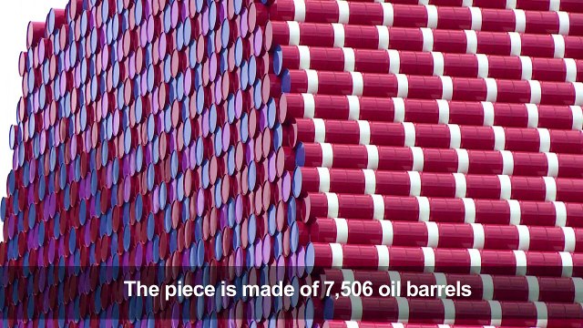 Giant Christo sculpture of 7,506 barrels unveiled in London