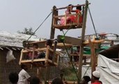 Children Enjoy Wooden Ferris Wheel at Rohingya Refugee Camp