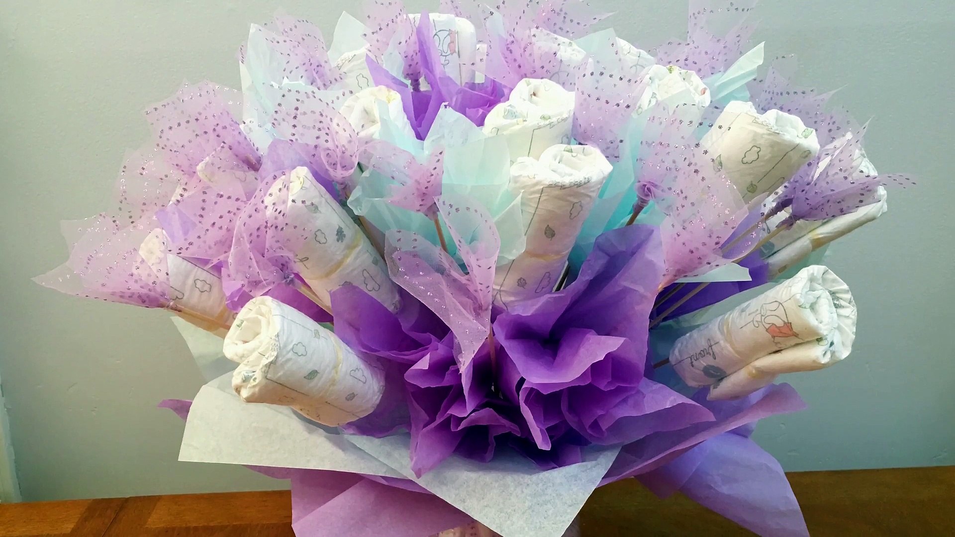 Baby Diaper Bouquet Nappy Diaper Cake Tutorial