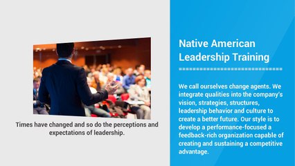 Native American Leadership Training For A Better Organization