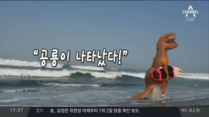 서핑보드 타는 공룡