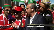 الجماهير المغربية خارج ملعب اولمبيسكس كومبليكس لوزنيكي بموسكو قبل المباراة