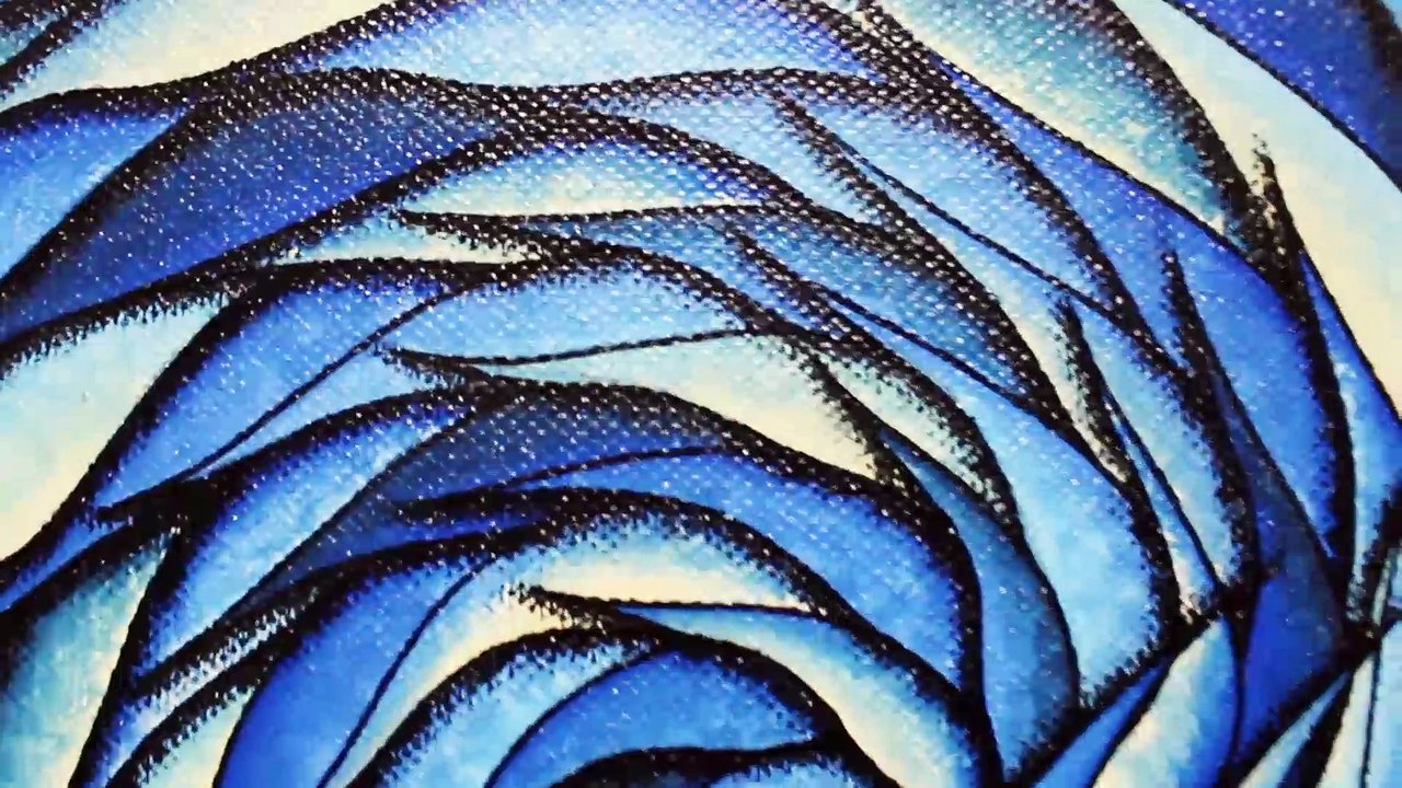 Tableau Posca : Spirale bleutée.