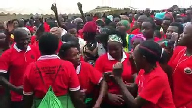 MARTYRS DAY. Pilgrims from Tororo Archdiocese sing praises before they resume their journey to Namugongo. The group started the walk last Friday at Uganda Marty