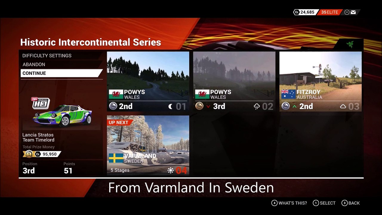 DiRT 4 Fly Cam Renstad Sjo Historic Intercontinental Series Varmland Sweden Ev4 St2