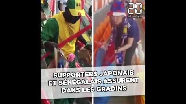 Supporters japonais et sénégalais s'illustrent en nettoyant leur parcage