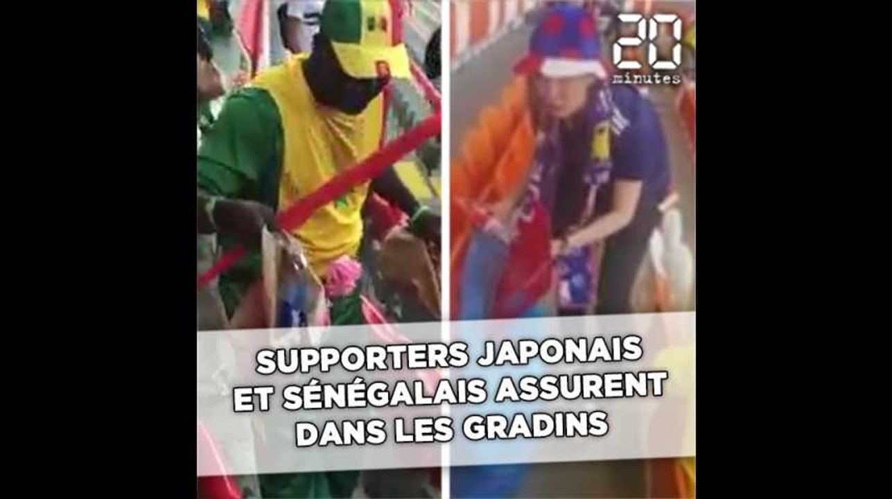 Supporters japonais et sénégalais s'illustrent en nettoyant leur parcage