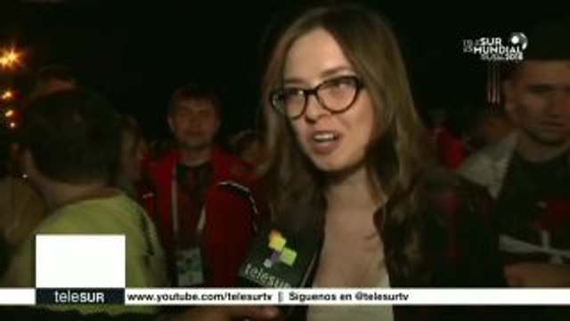 Aficionados rusos celebran el triunfo de su selección ante Egipto