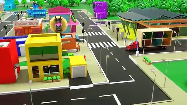 Learn Shapes with Police Truck - Rectangle Tyres Assemby - Cartoon Animation for Children