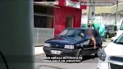 Ameaça e quase agressão à motorista de ambulância filmada