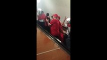Morocco and Portugal fans chant in unison up Russia's famously long metro escalators