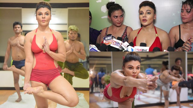 Rakhi Sawant doing HOT Yoga in 45 degrees Celsius temperature on International Yoga Day | FilmiBeat