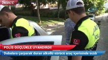 Kaza sonrası araç içerisinde sızan sürücüyü polis güçlükle uyandırdı