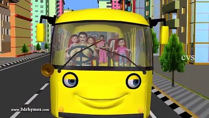 The Wheels on the Bus go round and round - 3D Animation English rhyme for children